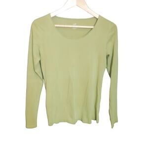J. Jill Womens Green Basic Cotton Long Sleeve Tee's Set of 2 Size Small